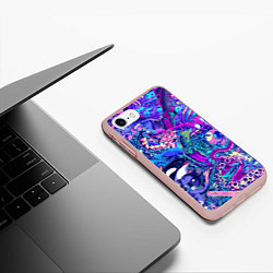 Чехол iPhone 7/8 матовый Неоновые Звери, цвет: 3D-светло-розовый — фото 2
