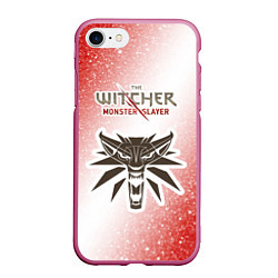 Чехол iPhone 7/8 матовый The Witcher Monster Slayer - Noise, цвет: 3D-малиновый