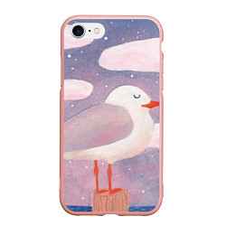 Чехол iPhone 7/8 матовый Отдыхающая чайка, цвет: 3D-светло-розовый