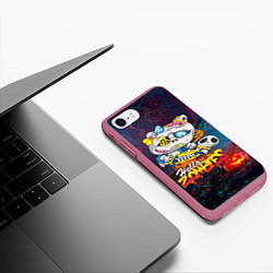 Чехол iPhone 7/8 матовый Hello Zombies, цвет: 3D-малиновый — фото 2