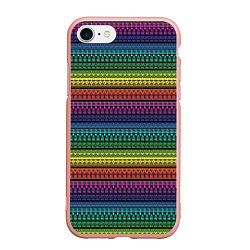 Чехол iPhone 7/8 матовый Этнический радужный орнамент, цвет: 3D-светло-розовый