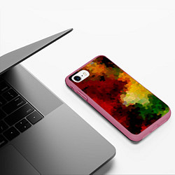 Чехол iPhone 7/8 матовый Абстрактная мазаика витраж, цвет: 3D-малиновый — фото 2
