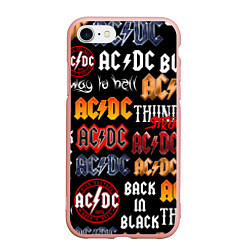 Чехол iPhone 7/8 матовый AC DC LOGOBOMBING, цвет: 3D-светло-розовый