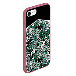 Чехол iPhone 7/8 матовый Черно-зеленые каракули, цвет: 3D-малиновый — фото 2