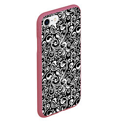 Чехол iPhone 7/8 матовый Черно-белая роспись, цвет: 3D-малиновый — фото 2