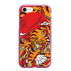 Чехол iPhone 7/8 матовый Год тигра, цвет: 3D-малиновый