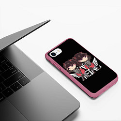Чехол iPhone 7/8 матовый Судзука и Юи, цвет: 3D-малиновый — фото 2