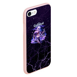 Чехол iPhone 7/8 матовый Genshin Impact - Raiden Shogun, цвет: 3D-светло-розовый — фото 2