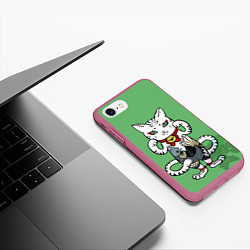 Чехол iPhone 7/8 матовый ЯПОНСКИЙ КОТ JAPANESE CAT Z, цвет: 3D-малиновый — фото 2