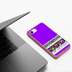Чехол iPhone 7/8 матовый Яркий фиолетовый цветочный, цвет: 3D-малиновый — фото 2