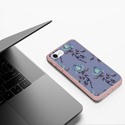 Чехол iPhone 7/8 матовый Голубые розы, цвет: 3D-светло-розовый — фото 2