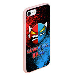 Чехол iPhone 7/8 матовый Geometry Dash Red Blue, цвет: 3D-светло-розовый — фото 2