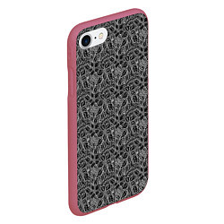 Чехол iPhone 7/8 матовый Черно-белый ажурный узор, цвет: 3D-малиновый — фото 2