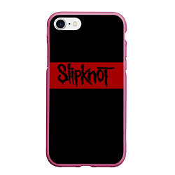 Чехол iPhone 7/8 матовый Полосатый Slipknot, цвет: 3D-малиновый