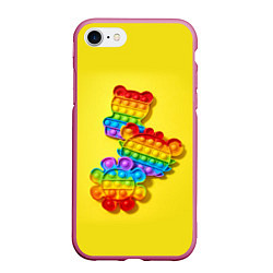 Чехол iPhone 7/8 матовый АНТИСТРЕСС ПОП ИТ POP IT, цвет: 3D-малиновый