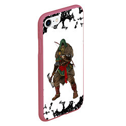 Чехол iPhone 7/8 матовый ASSASSINS CREED VALHALLA спина Z, цвет: 3D-малиновый — фото 2