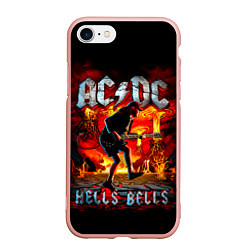 Чехол iPhone 7/8 матовый ACDC HELLS BELLS, цвет: 3D-светло-розовый