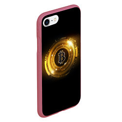 Чехол iPhone 7/8 матовый BITCOIN КРИПТОВАЛЮТА, цвет: 3D-малиновый — фото 2