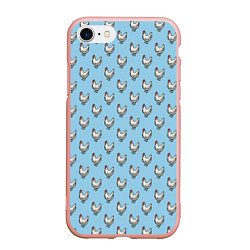 Чехол iPhone 7/8 матовый Белая курочка паттерн, цвет: 3D-светло-розовый