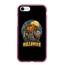 Чехол iPhone 7/8 матовый HALLOWEEN, цвет: 3D-малиновый