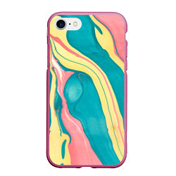 Чехол iPhone 7/8 матовый Красочный развод, цвет: 3D-малиновый