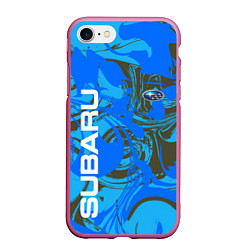 Чехол iPhone 7/8 матовый SUBARU BLUE СУБАРУ СПОРТ Z, цвет: 3D-малиновый