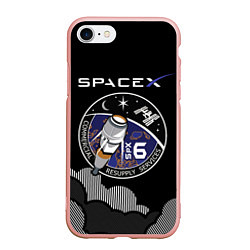 Чехол iPhone 7/8 матовый Space X, цвет: 3D-светло-розовый