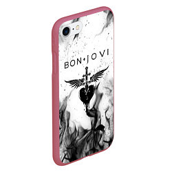 Чехол iPhone 7/8 матовый BON JOVI HEART СЕРДЦЕ, цвет: 3D-малиновый — фото 2