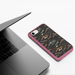 Чехол iPhone 7/8 матовый На Рыбалке, цвет: 3D-малиновый — фото 2