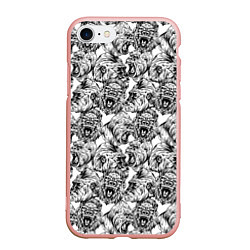 Чехол iPhone 7/8 матовый Злые Гориллы - Паттерн, цвет: 3D-светло-розовый