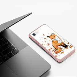 Чехол iPhone 7/8 матовый ЛИСА В ЛИСТЬЯХ ОСЕННЕЕ НАСТРОЕНИЕ FOX IN THE FORES, цвет: 3D-светло-розовый — фото 2