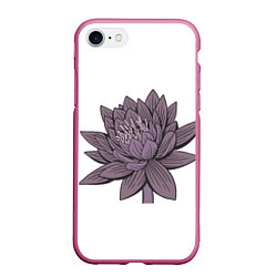 Чехол iPhone 7/8 матовый Цветок лотоса фиолетовый, цвет: 3D-малиновый