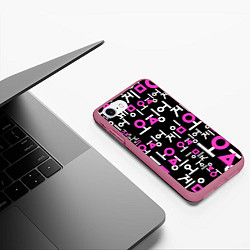 Чехол iPhone 7/8 матовый Игра в кальмара лого узор, цвет: 3D-малиновый — фото 2