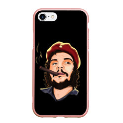 Чехол iPhone 7/8 матовый ЧЕ С СИГАРОЙ, цвет: 3D-светло-розовый