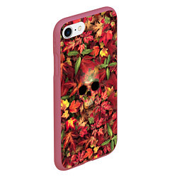 Чехол iPhone 7/8 матовый Осенний череп, цвет: 3D-малиновый — фото 2