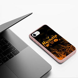 Чехол iPhone 7/8 матовый HALLOWEEN FOREST BATS ЛЕТУЧИЕ МЫШИ В ЛЕСУ ХЕЛЛОУИН, цвет: 3D-светло-розовый — фото 2