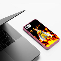 Чехол iPhone 7/8 матовый Ванпанчмен Сайтама Saitama, цвет: 3D-малиновый — фото 2