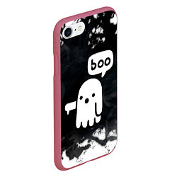 Чехол iPhone 7/8 матовый ХЕЛЛУОИН ПРИВЕДЕНИЕ БУ! HALLOWEEN GHOST BOO!, цвет: 3D-малиновый — фото 2