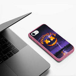 Чехол iPhone 7/8 матовый ХЕЛЛОУИН НОЧЬ HALLOWEEN NIGHT MARSHMELLO, цвет: 3D-малиновый — фото 2