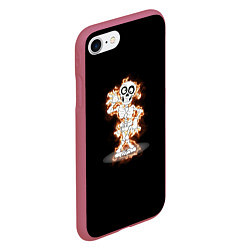 Чехол iPhone 7/8 матовый Огненный скелетик, цвет: 3D-малиновый — фото 2