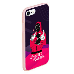Чехол iPhone 7/8 матовый Игра в кальмара - с милым котиком, цвет: 3D-светло-розовый — фото 2