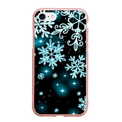 Чехол iPhone 7/8 матовый Космические снежинки, цвет: 3D-светло-розовый