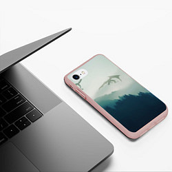 Чехол iPhone 7/8 матовый ДРАКОНЫ НАД ЛЕСОМ DRAGON, цвет: 3D-светло-розовый — фото 2