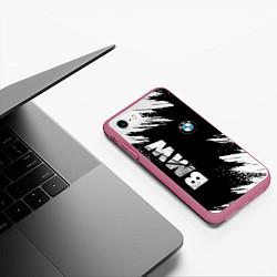 Чехол iPhone 7/8 матовый BMW GRUNGE БМВ ГРАНЖ, цвет: 3D-малиновый — фото 2