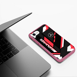 Чехол iPhone 7/8 матовый MERCEDES-BENZ AMG GEOMETRY STRIPES RED, цвет: 3D-малиновый — фото 2