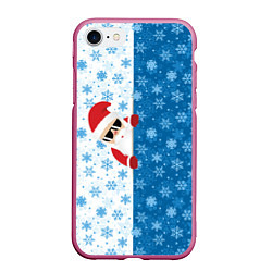 Чехол iPhone 7/8 матовый С Новым Годом дед мороз, цвет: 3D-малиновый