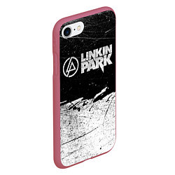 Чехол iPhone 7/8 матовый Линкин Парк Лого Рок ЧБ Linkin Park Rock, цвет: 3D-малиновый — фото 2