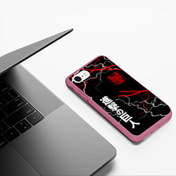 Чехол iPhone 7/8 матовый РАЗВЕД КОРПУС АТАКА ТИТАНОВ МОЛНИИ, цвет: 3D-малиновый — фото 2