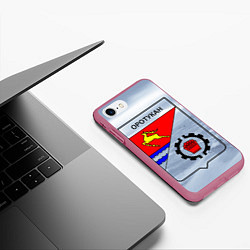Чехол iPhone 7/8 матовый Герб Оротукан, цвет: 3D-малиновый — фото 2