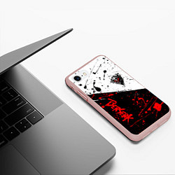Чехол iPhone 7/8 матовый Berserk: Черная маска, цвет: 3D-светло-розовый — фото 2